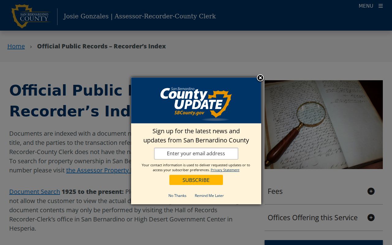 San Bernardino County people search official record copy options
