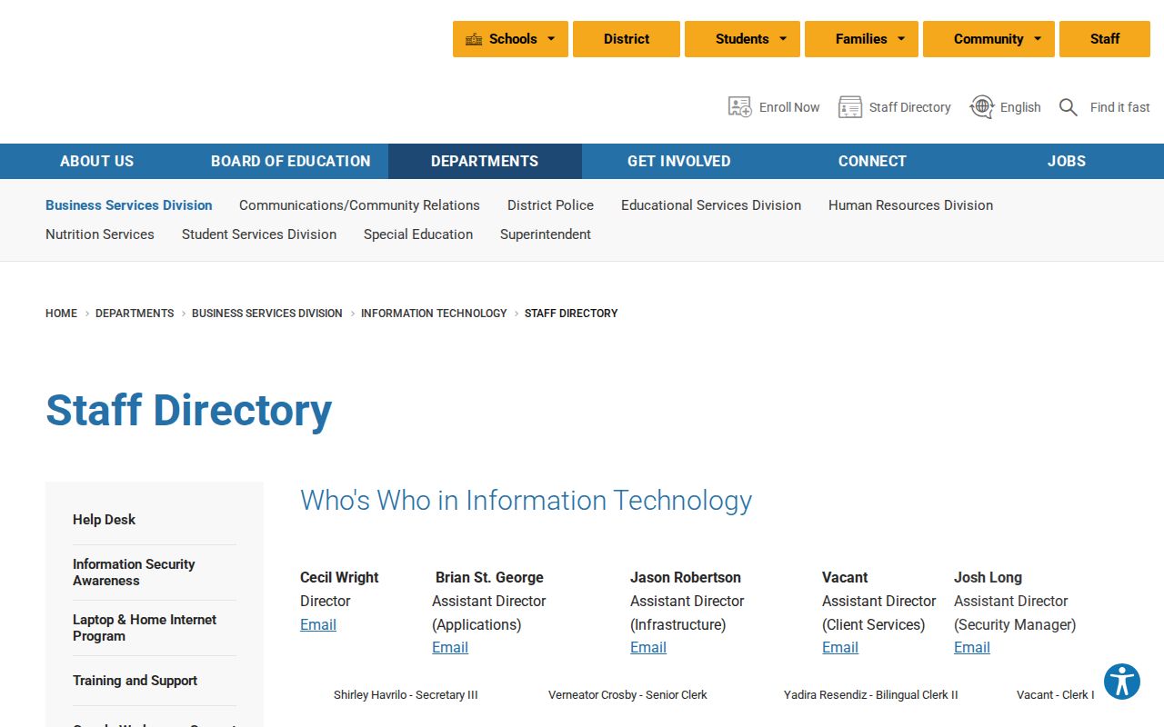 San Bernardino County people directories school district staff listing