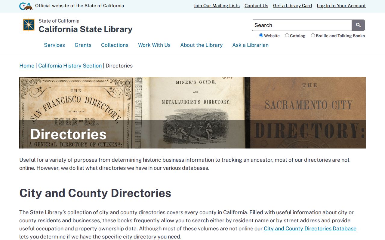 San Bernardino County people directories California State Library collection