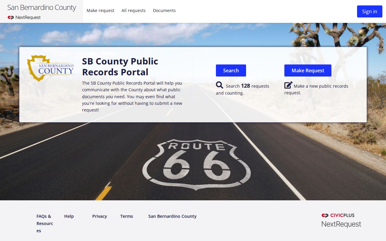 San Bernardino County public records NextRequest portal